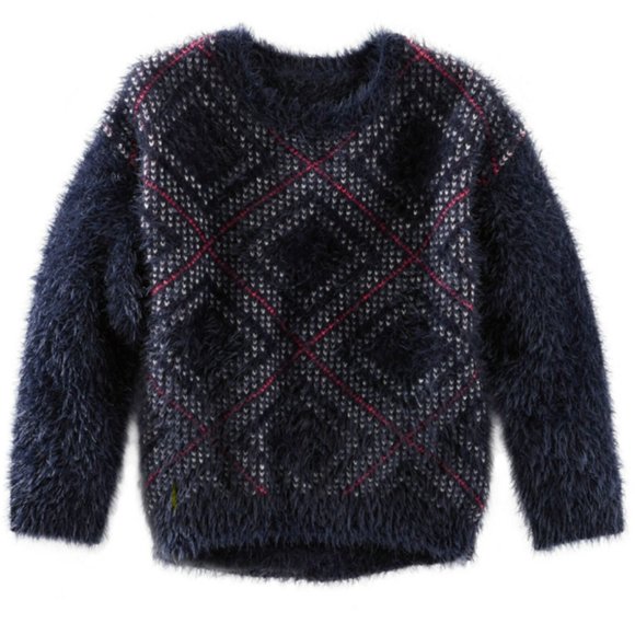 NWT Oshkosh B'gosh Girls Knit Pullover Sweater Furry Diamond Cardigan To… - Picture 7 of 9
